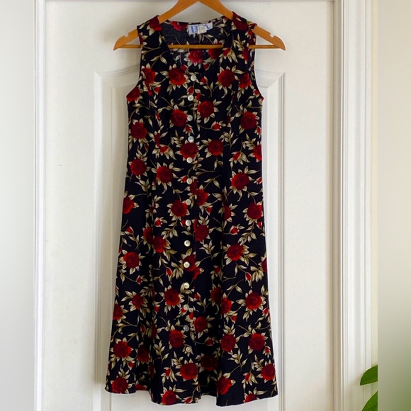 🌹 Vintage BFA Classics Sleeveless Floral Dress - Picture 1 of 5